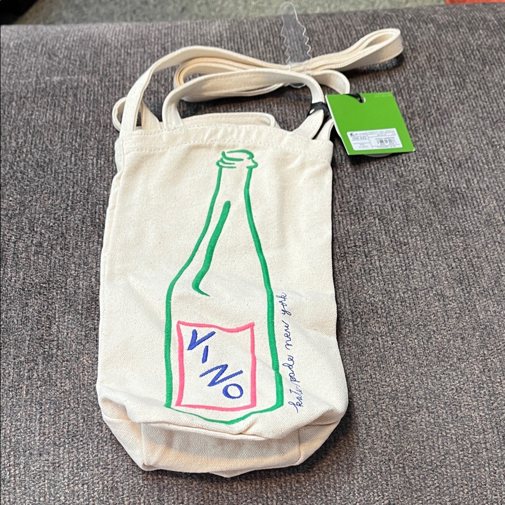 NWT Kate Spade Cream Canvas Wine Tote